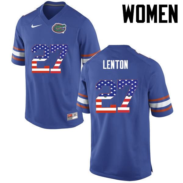 NCAA Florida Gators Quincy Lenton Women's #27 USA Flag Fashion Nike Blue Stitched Authentic College Football Jersey CFH1064YS